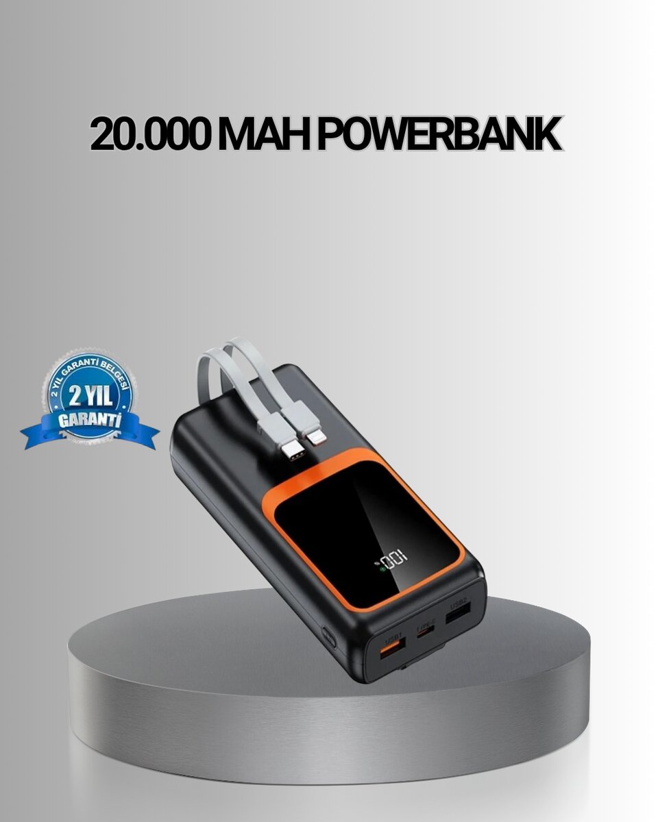 Powerbank 20000 mAh Yüksek Kapasiteli ve 22.5W Hızlı Şarj Destekli