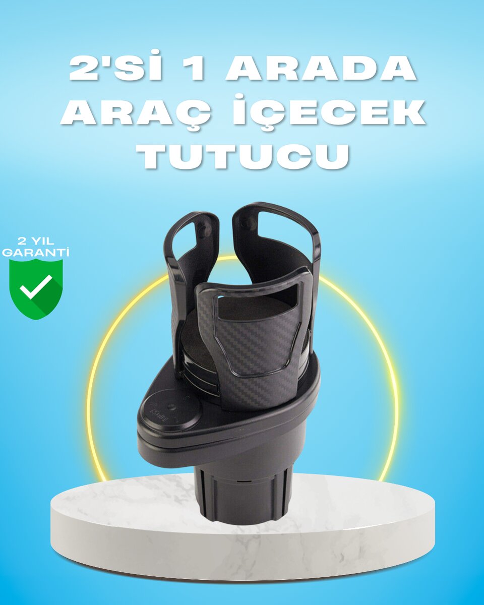 360° Ayarlanabilir Çiftli Araç Bardaklığı