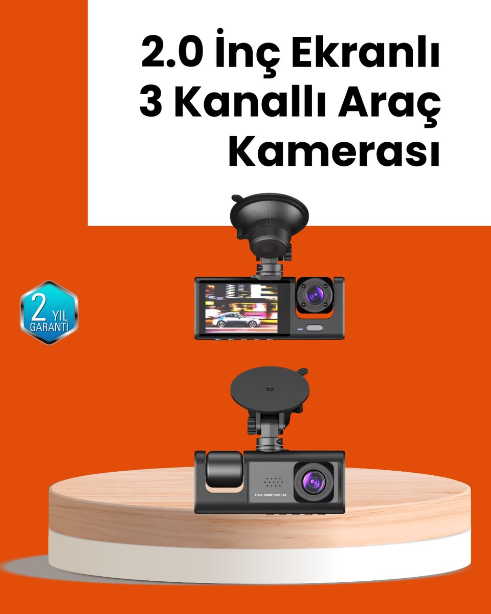 Full HD Araç Kamerası Çift Yönlü Kayıt ve Darbe Sensörü