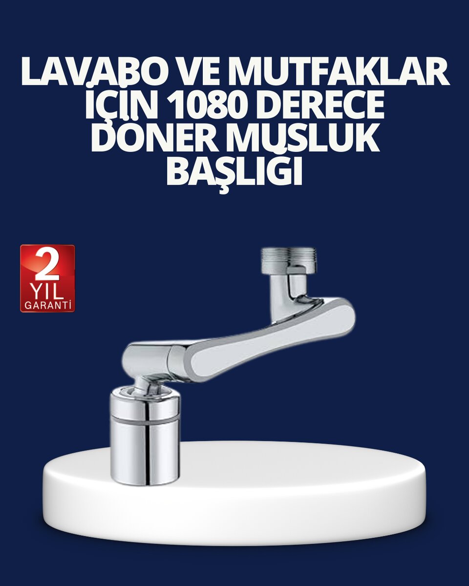 Esnek 1080° Musluk Başlığı 3 Eklemli Hareketli Su Modlu Lavabo Aparatı