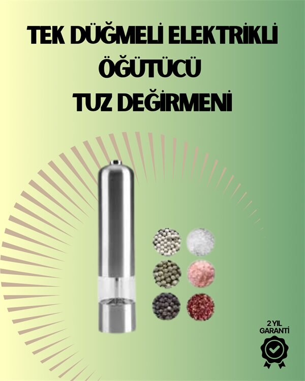 Pilli Otomatik Baharat Değirmeni Gıda Sınıfı Çelik Sessiz Öğütücü Alet