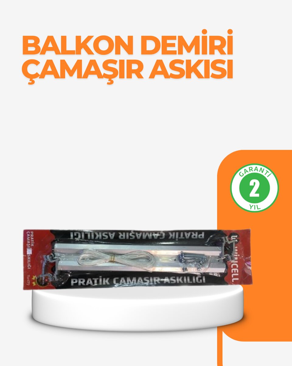 Kare Balkon Demiri İçin Çamaşır Askılığı, 25 × 60 cm
