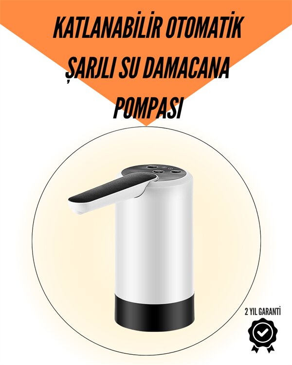 Taşınabilir Şarjlı Damacana Su Pompası Hijyenik Tasarım